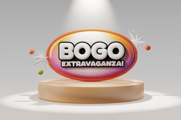 Foto una representación en 3d de un letrero de bogo extravaganza con acentos coloridos