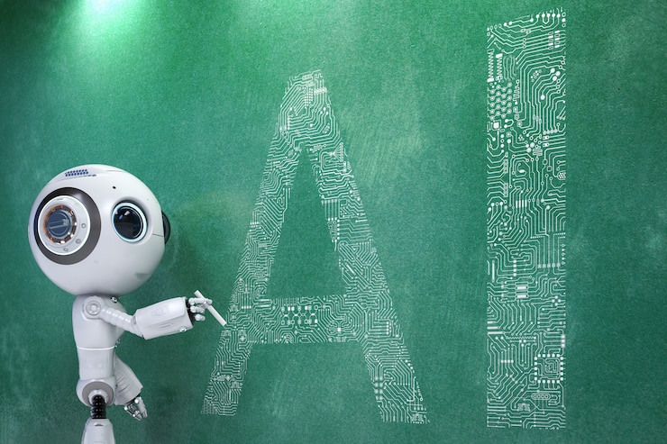 Foto representación 3d lindo robot de inteligencia artificial con personaje de dibujos animados