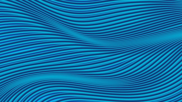 Representación 3D de líneas abstractas azules onduladas con textura de fondo de póster con textura