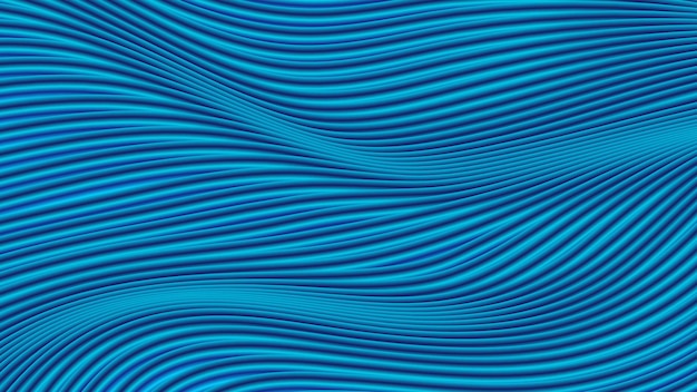 Representación 3D de líneas abstractas azules onduladas con textura de fondo de póster con textura