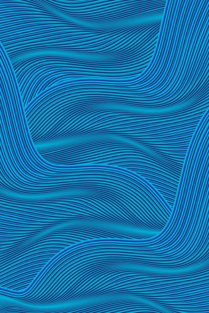 Representación 3D de líneas abstractas azules onduladas con textura de fondo de póster con textura