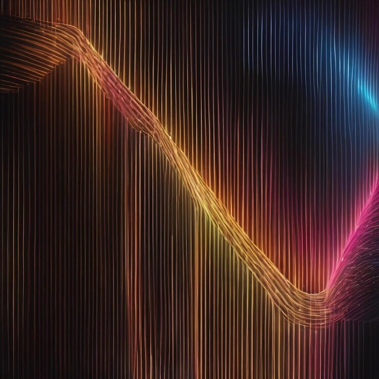 Foto la representación en 3d de líneas brillantes sobre un fondo negro se puede utilizar para crear una variedad de medios
