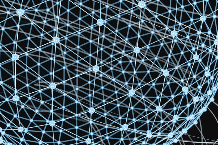 Foto representación 3d de líneas globales y formas triangulares.