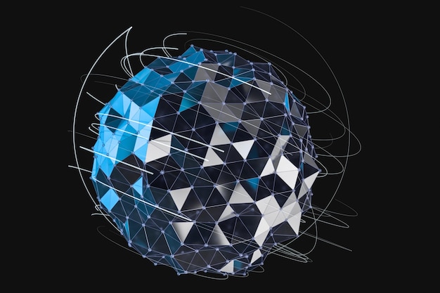 Representación 3d de líneas globales y formas triangulares.
