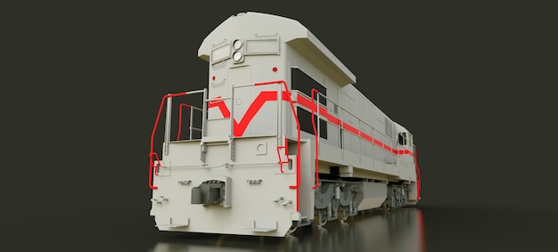 Representación 3d de la locomotora ferroviaria diesel gris moderna