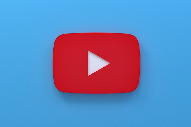 Foto representación 3d del logo de youtube