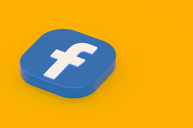 Representación 3d del logotipo de la aplicación de Facebook sobre fondo amarillo