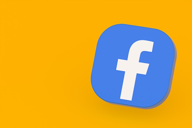 Representación 3d del logotipo de la aplicación de Facebook sobre fondo amarillo