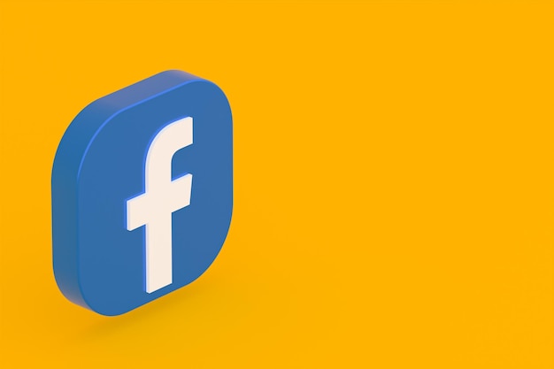 Representación 3d del logotipo de la aplicación de Facebook sobre fondo amarillo