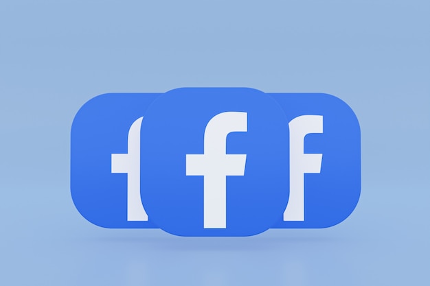 Representación 3d del logotipo de la aplicación de Facebook sobre fondo azul