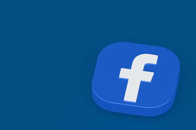 Foto representación 3d del logotipo de la aplicación de facebook sobre fondo azul