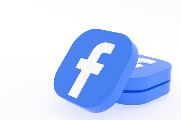 Representación 3d del logotipo de la aplicación de Facebook sobre fondo blanco