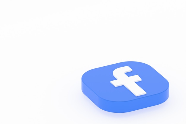 Foto representación 3d del logotipo de la aplicación de facebook sobre fondo blanco