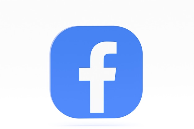 Foto representación 3d del logotipo de la aplicación de facebook sobre fondo blanco