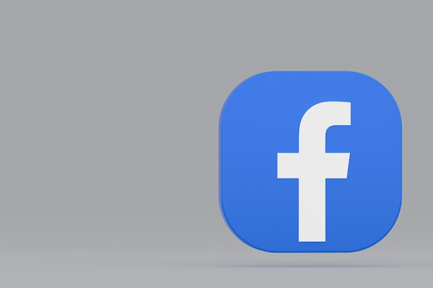 Representación 3d del logotipo de la aplicación de Facebook sobre fondo gris