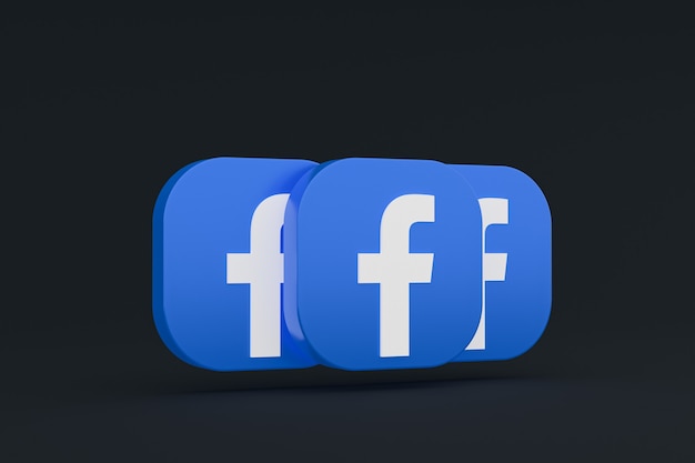 Representación 3d del logotipo de la aplicación de Facebook sobre fondo negro