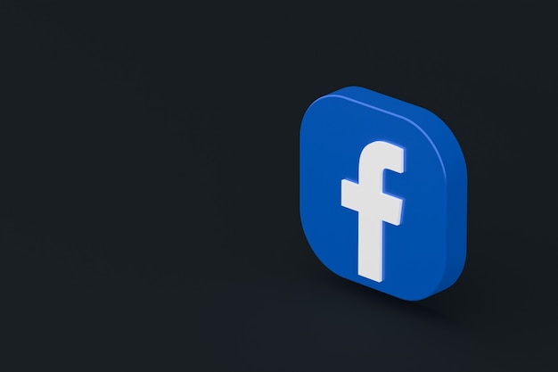 Representación 3d del logotipo de la aplicación de Facebook sobre fondo negro