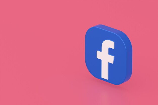 Representación 3d del logotipo de la aplicación de Facebook sobre fondo rosa