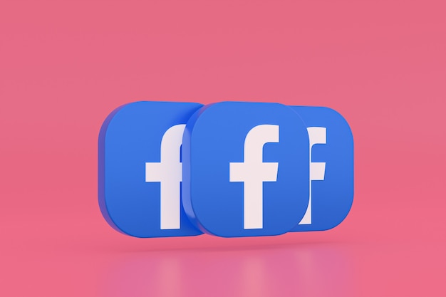 Representación 3d del logotipo de la aplicación de Facebook sobre fondo rosa