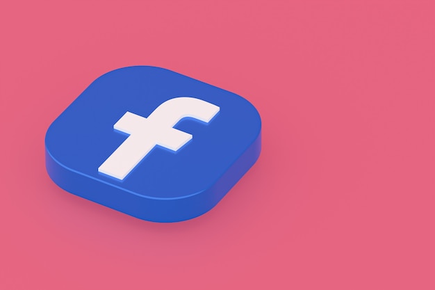 Representación 3d del logotipo de la aplicación de Facebook sobre fondo rosa