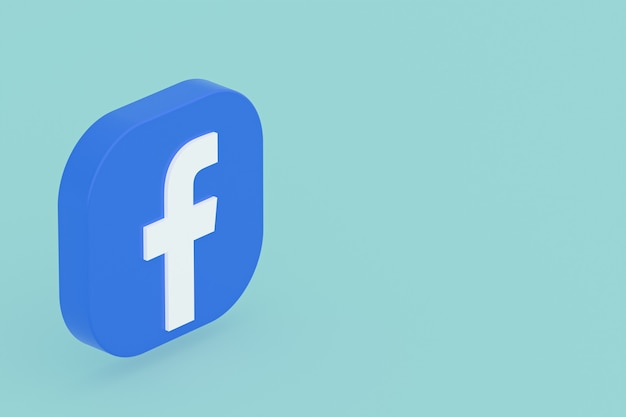 Representación 3d del logotipo de la aplicación de Facebook sobre fondo verde