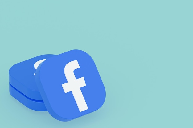 Representación 3d del logotipo de la aplicación de Facebook sobre fondo verde