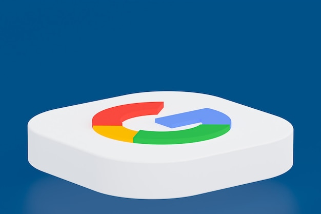 Representación 3d del logotipo de la aplicación de Google sobre fondo azul