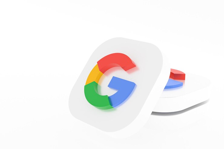 Representación 3d del logotipo de la aplicación de Google sobre fondo blanco