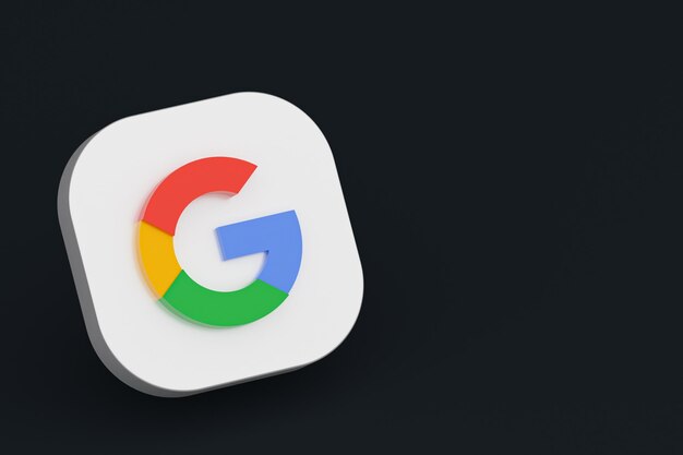 Representación 3d del logotipo de la aplicación de Google sobre fondo negro