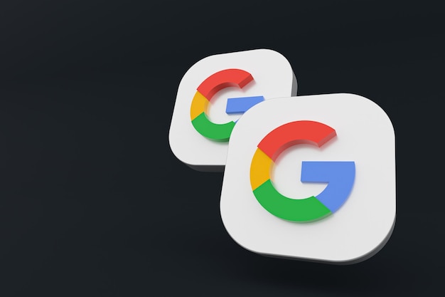 Representación 3d del logotipo de la aplicación de Google sobre fondo negro