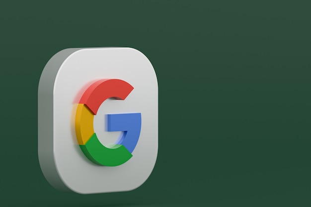 Foto representación 3d del logotipo de la aplicación de google sobre fondo verde