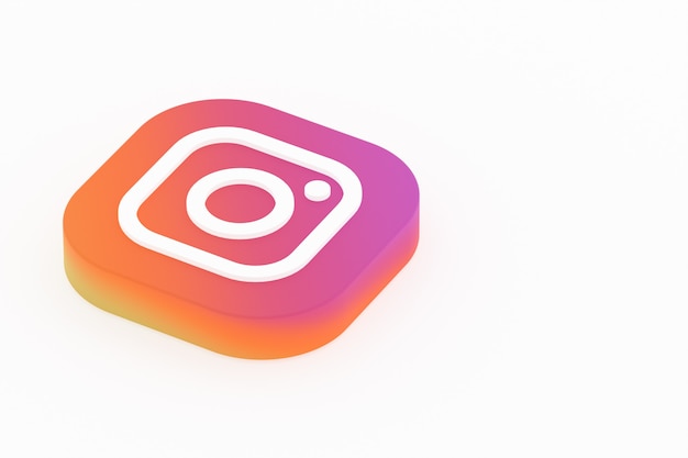 Foto representación 3d del logotipo de la aplicación de instagram sobre fondo blanco