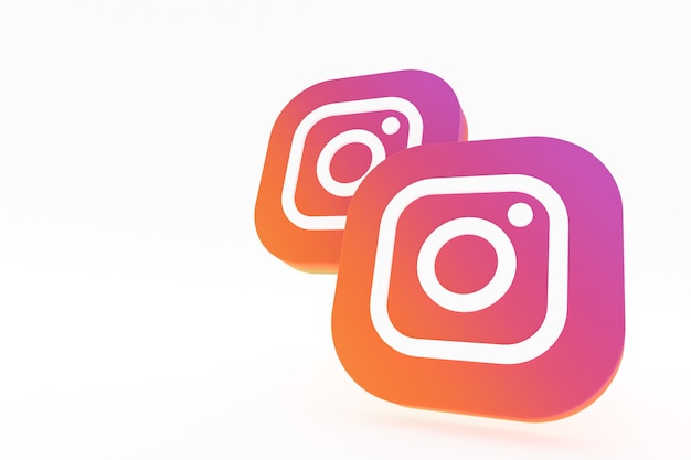 Representación 3d del logotipo de la aplicación de Instagram sobre fondo blanco