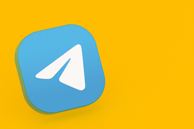 Representación 3d del logotipo de la aplicación de Telegram sobre fondo amarillo