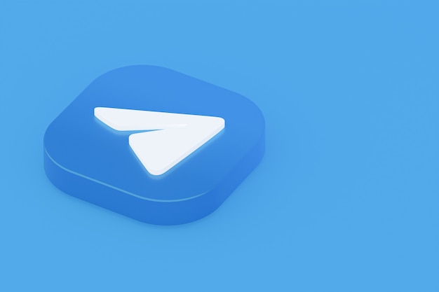 Representación 3d del logotipo de la aplicación de Telegram sobre fondo azul