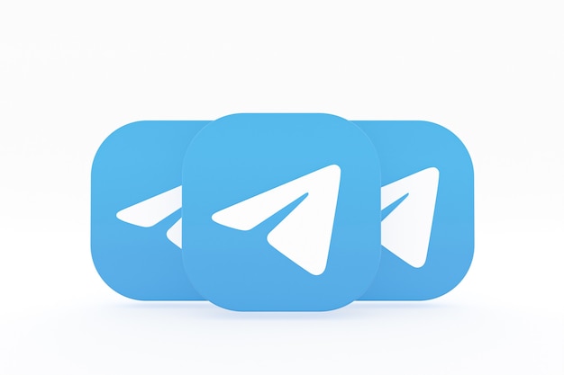 Representación 3d del logotipo de la aplicación de Telegram sobre fondo blanco