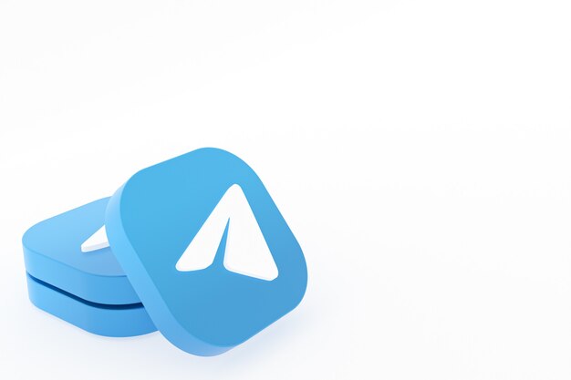 Representación 3d del logotipo de la aplicación de Telegram sobre fondo blanco