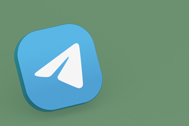 Representación 3d del logotipo de la aplicación de Telegram sobre fondo verde