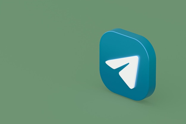 Representación 3d del logotipo de la aplicación de Telegram sobre fondo verde