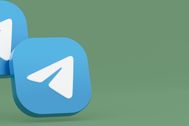 Representación 3d del logotipo de la aplicación de Telegram sobre fondo verde