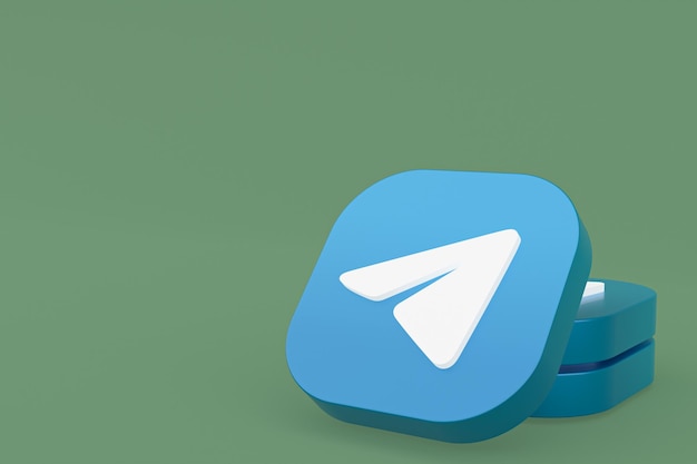 Representación 3d del logotipo de la aplicación Telegram sobre fondo verde