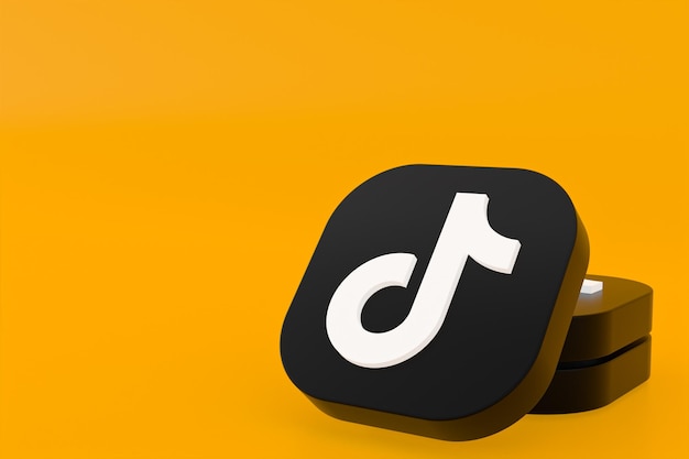 Representación 3d del logotipo de la aplicación Tiktok sobre fondo amarillo