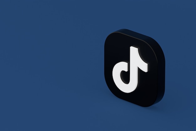 Representación 3d del logotipo de la aplicación Tiktok sobre fondo azul