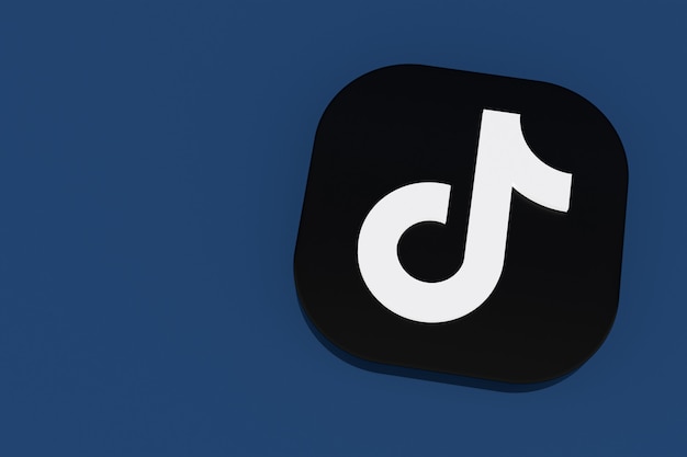 Representación 3d del logotipo de la aplicación Tiktok sobre fondo azul