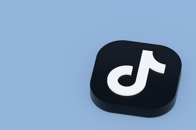 Representación 3d del logotipo de la aplicación tiktok sobre fondo azul