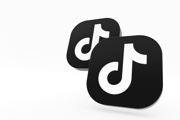 Representación 3d del logotipo de la aplicación Tiktok sobre fondo blanco