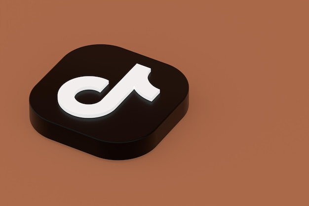 Representación 3d del logotipo de la aplicación Tiktok sobre fondo marrón