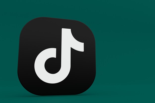 Representación 3d del logotipo de la aplicación Tiktok sobre fondo verde