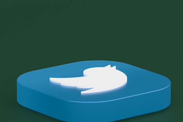 Representación 3d del logotipo de la aplicación de Twitter sobre fondo verde