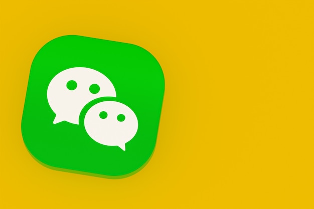 Representación 3d del logotipo de la aplicación Wechat sobre fondo amarillo